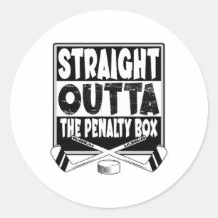Pegatina Redonda Saliendo Directo De La Caja De Penalización Hockey