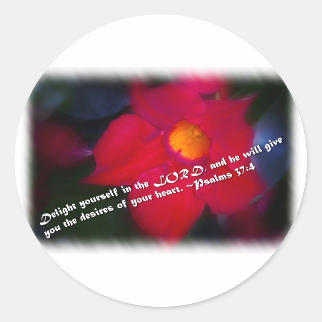 Pegatina Redonda Salmo 37:4 sobre blanco (Anverso)