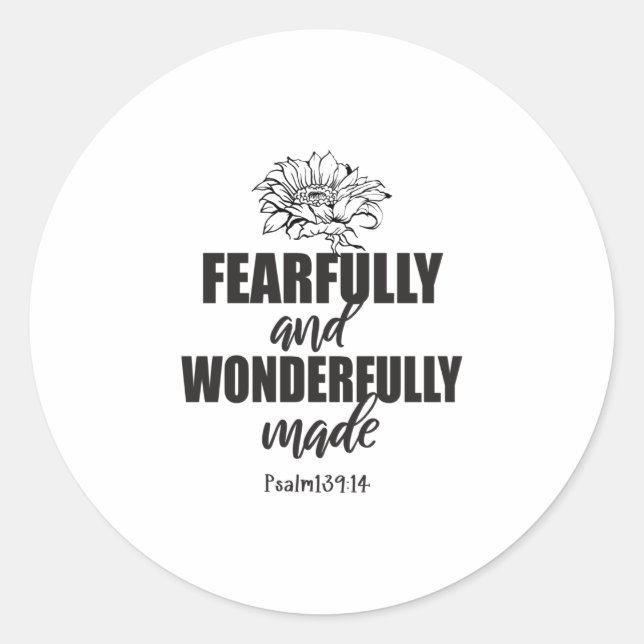 Pegatina Redonda Salmo Hecho Con Miedo Y Maravilloso 139 14 (Anverso)