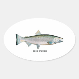 Pegatina Redonda Salmón plateado (fase oceánica)