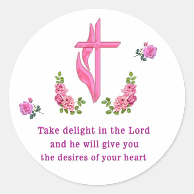 Pegatina Redonda Salmos 37:4 (Anverso)