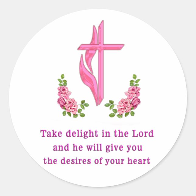 Pegatina Redonda Salmos 37:4 (Anverso)