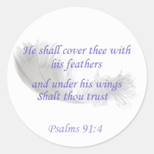 Pegatina Redonda Salmos 91:4 Te cubrirá con sus plumas