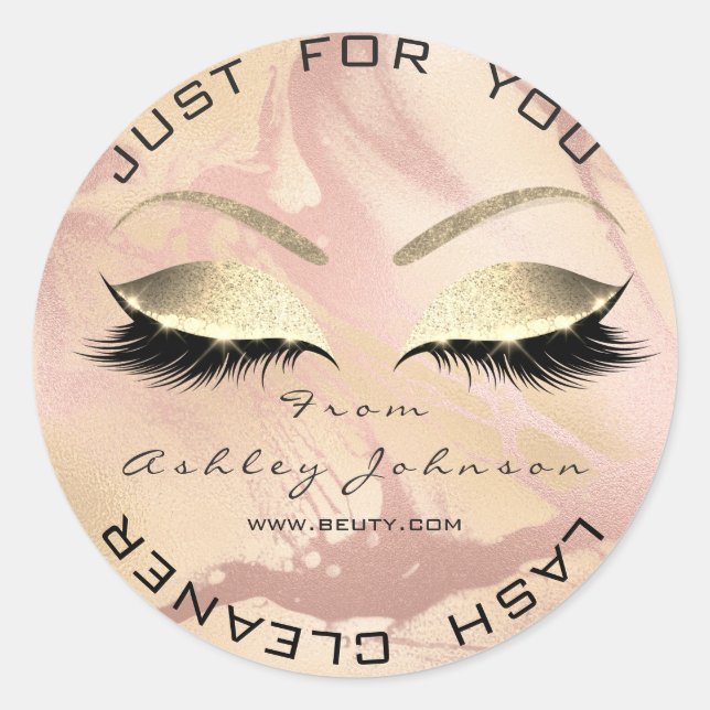 Pegatina Redonda Salón de Belleza Blanca Purpurina Marbl Limpiador  (Anverso)