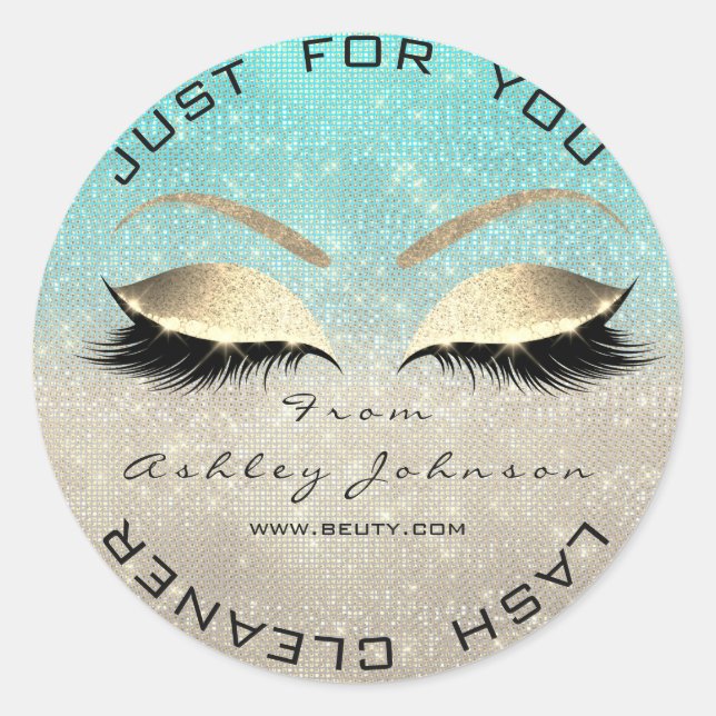 Pegatina Redonda Salón de belleza blanco Purpurina Limpiador de cen (Anverso)