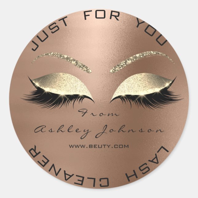 Pegatina Redonda Salón de belleza blanco Purpurina SkinnyLimpiador  (Anverso)