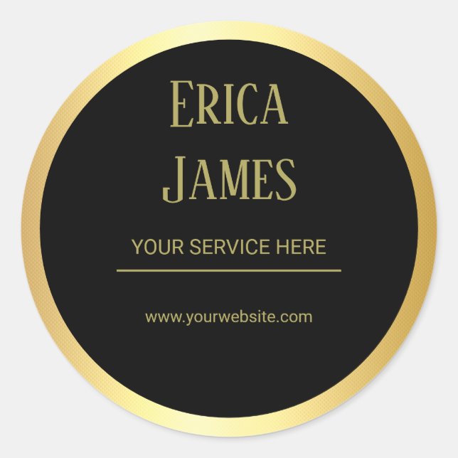 Pegatina Redonda Salón de belleza dorado y negro (Anverso)