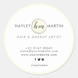 Pegatina Redonda Salón de belleza elegante con logotipo personaliza