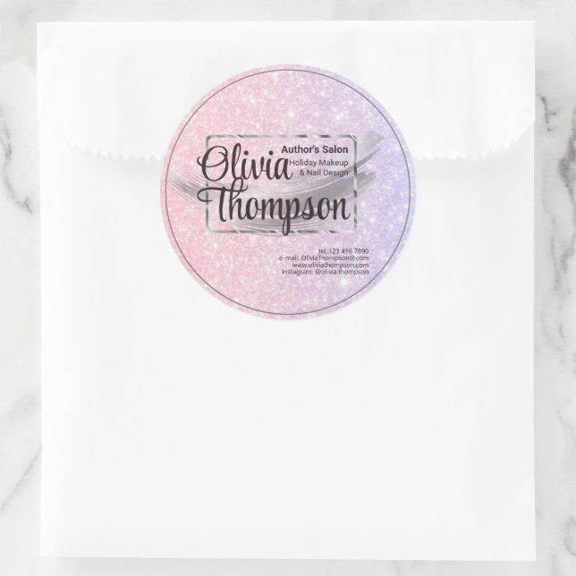 Pegatina Redonda Salón de belleza Pearl Silver (Bolso)