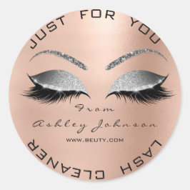 Pegatina Redonda Salón de belleza plateado Purpurina Rosa Limpiador