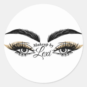 Pegatina Redonda Salón de Belleza Pretty Eyes Maquillaje Pestañas P