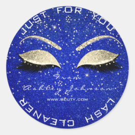 Pegatina Redonda Salón de belleza Purpurina Blue Gold Limpiador de 