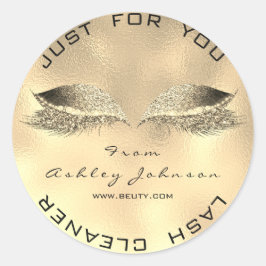 Pegatina Redonda Salón de belleza Purpurina Lash Limpiador de oro F