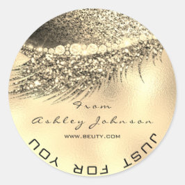 Pegatina Redonda Salón de belleza Purpurina Lash Limpiador de oro L