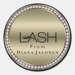 Pegatina Redonda Salón de belleza Purpurina Lash rosa Plata Metaliz