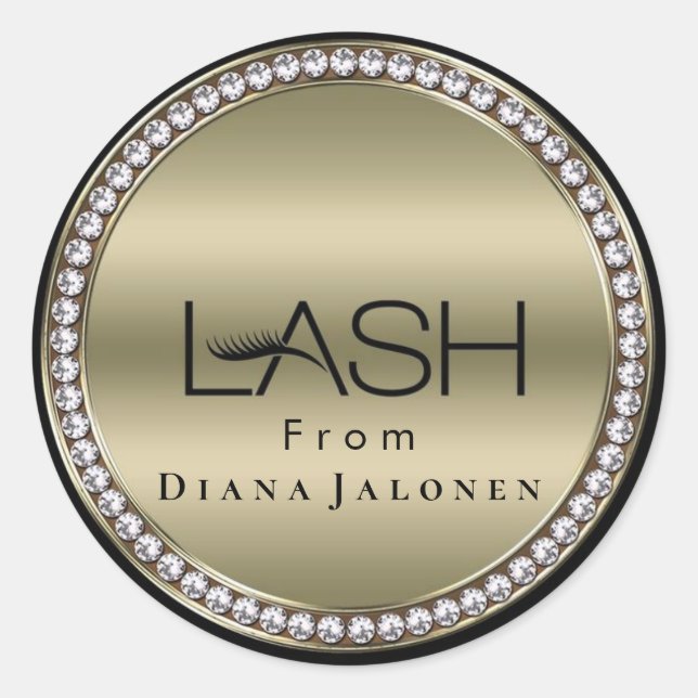 Pegatina Redonda Salón de belleza Purpurina Lash rosa Plata Metaliz (Anverso)