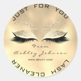 Pegatina Redonda Salón De Belleza Purpurina Limpiador De Lash De Or