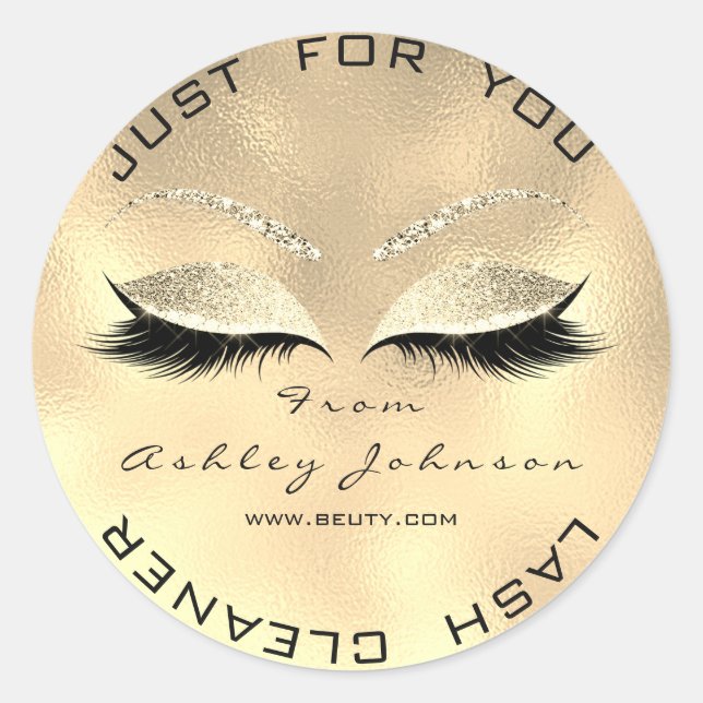 Pegatina Redonda Salón De Belleza Purpurina Limpiador De Lash De Or (Anverso)