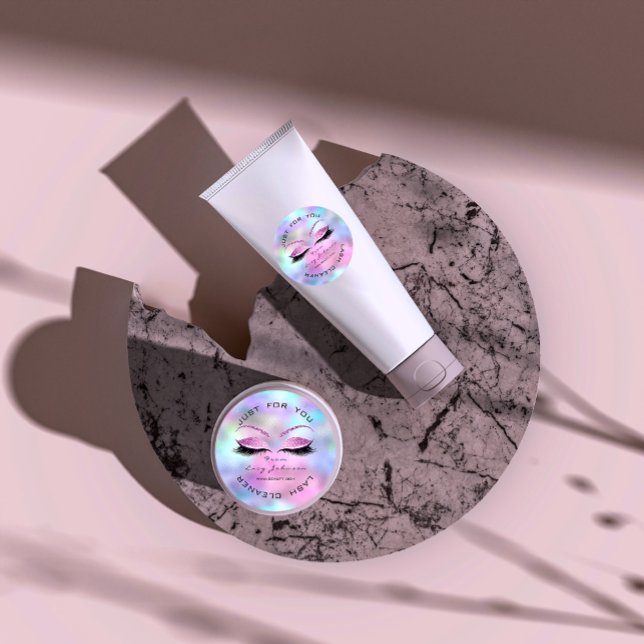 Pegatina Redonda Salón de belleza Purpurina Ombre Rosa Limpiador de (Beauty Salon Glitter Pink Ombre Lashes Cleaner Classic Round Sticker)