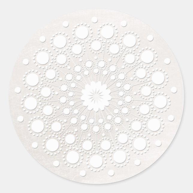 Pegatina Redonda Salón de pelo sencillo y elegante y Spa Off White (Anverso)