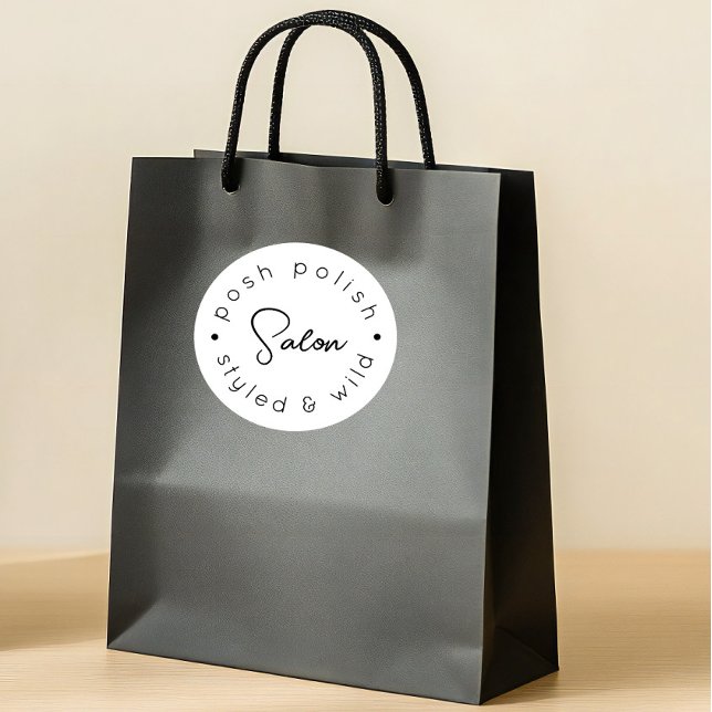 Pegatina Redonda Salón de peluquería de negocios personalizado con  (Subido por el creador)