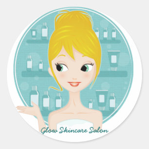 Pegatina Redonda Salón de Skincare del resplandor