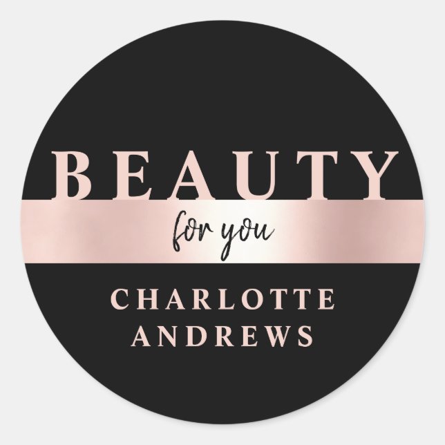 Pegatina Redonda Salón moderno Rosegold (Anverso)