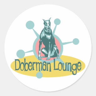 Pegatina Redonda Salón retro del Doberman