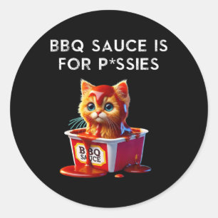 Pegatina Redonda Salsa Barbacoa Divertida Gato Humor Regalo Amante 