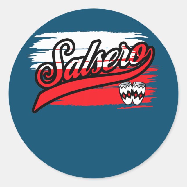 Pegatina Redonda Salsa Dancer Salsero Poland Salsero Polska Salsa (Anverso)