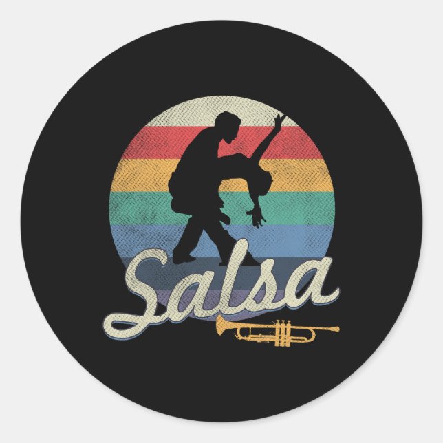 Pegatina Redonda Salsa Dancing Latin Salsero (Anverso)