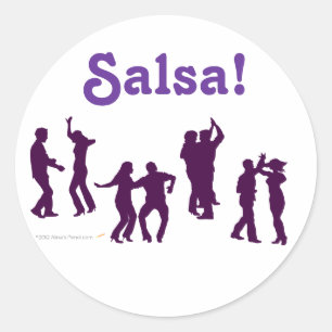 Pegatina Redonda Salsa Dancing Poses Silhouettes Personalizado
