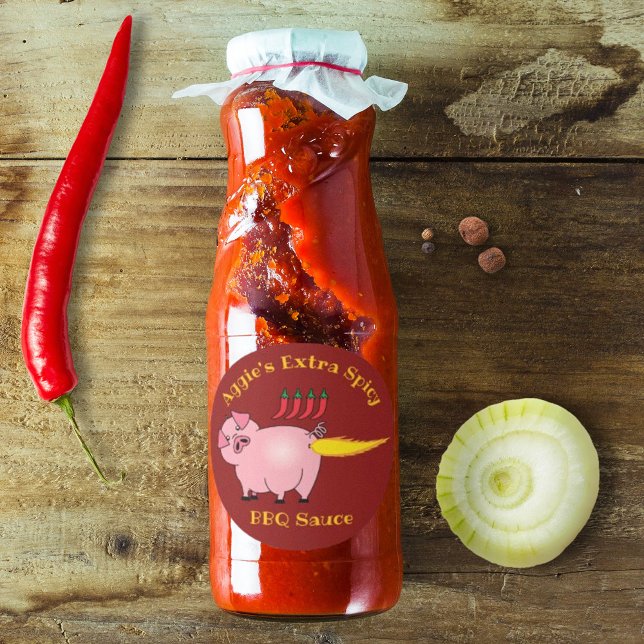 Pegatina Redonda Salsa de barbacoa picante de pig Faring Fire (Subido por el creador)