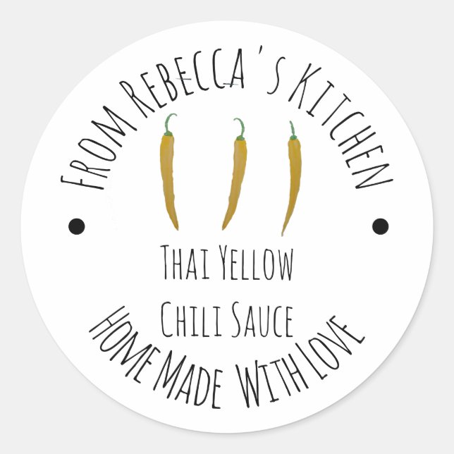 Pegatina Redonda Salsa de chile amarillo tailandesa casera (Anverso)