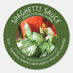 Pegatina Redonda Salsa de espagueti casera personalizado