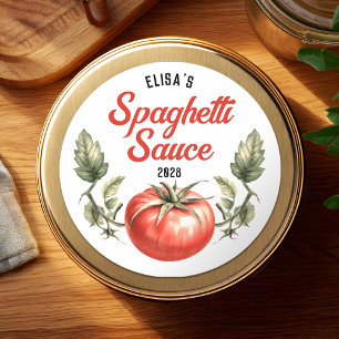 Pegatina Redonda Salsa de espaguetis estilo vintage personalizado e