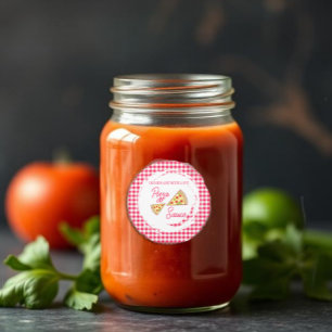 Pegatina Redonda Salsa de pizza para despedida de soltera That's Am