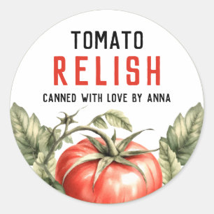 Pegatina Redonda Salsa de tomate casera en conserva
