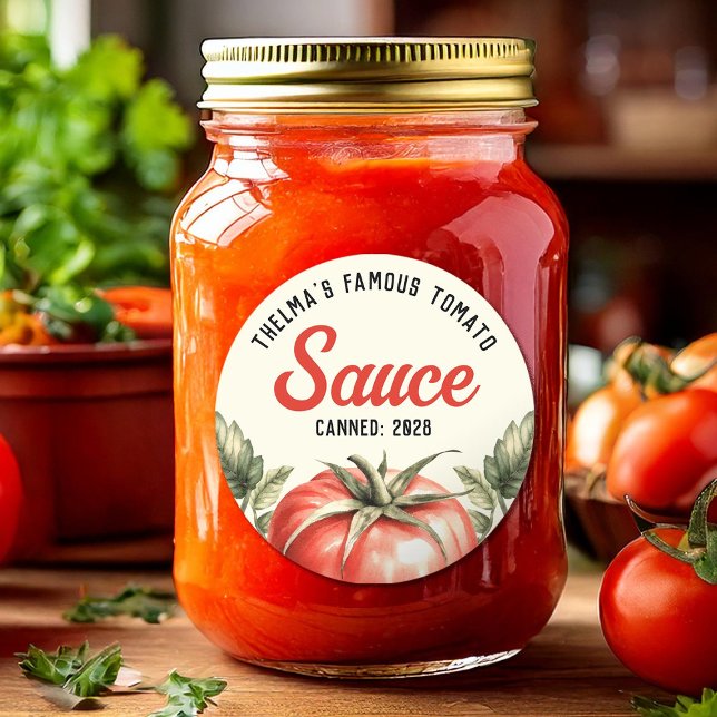 Pegatina Redonda Salsa de tomate casera personalizada conserva  (Subido por el creador)
