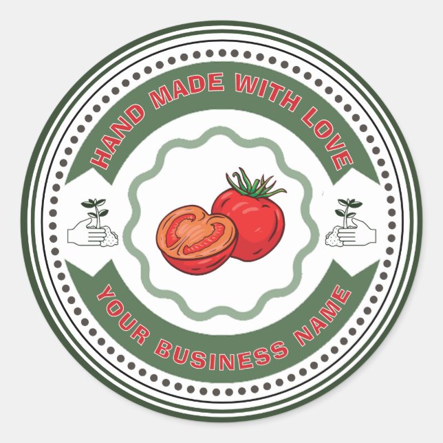 Pegatina Redonda Salsa de Tomate Casera Rústica Clásica Ro (Anverso)