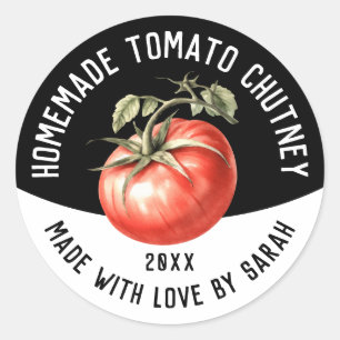 Pegatina Redonda Salsa de tomate editable conserva casera
