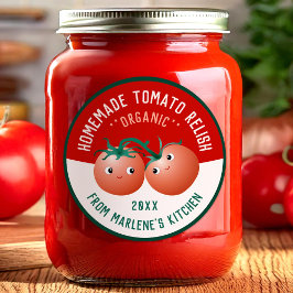 Pegatina Redonda Salsa de Tomate para tu Receta de Cocina Casera
