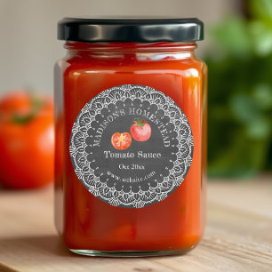 Pegatina Redonda Salsa de tomate Rústica del país