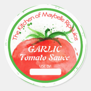 Pegatina Redonda Salsa de tomate salsa salsa de salsa enlatado en c