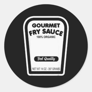 Pegatina Redonda Salsa divertida para freír gourmet fácil disfraz d