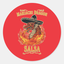 Pegatina Redonda Salsa Mariachi Dragón
