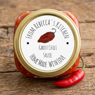 Pegatina Redonda Salsa Picante Casera de Chili Fantasma