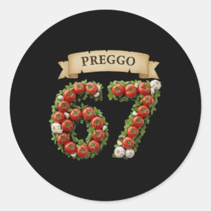 Pegatina Redonda Salsa Preggo Meme Divertido 67 Disfraz Gen Alpha J