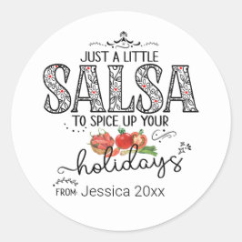 Pegatina Redonda Salsa Spice Up Your Holidays Floral Red