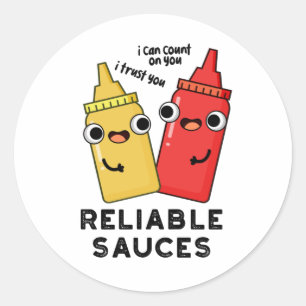 Pegatina Redonda Salsas confiables Divertido Bollo de Comida